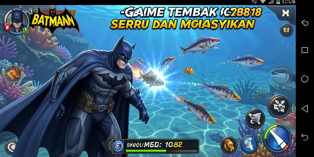 Tampilan gameplay seru dalam BATMAN138 dengan aksi menembak ikan.