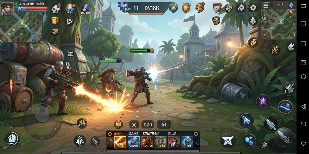 Tangkapan layar dari gameplay seru di DV188, menunjukkan pertempuran strategis.