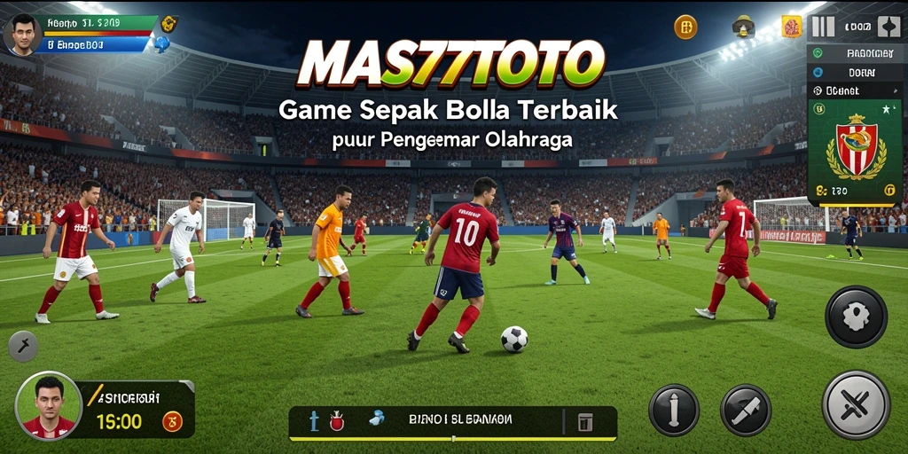 Tangkapan layar permainan MAS77TOTO menampilkan aksi sepak bola yang seru.