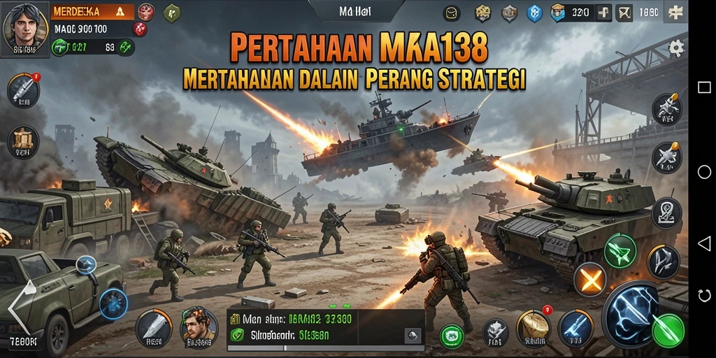 Tampilan gameplay Tower Defense yang mendebarkan di MERDEKA138.