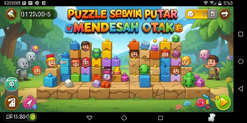 Tangkapan layar utama gameplay MERDEKAWIN dengan berbagai teka-teki menantang.