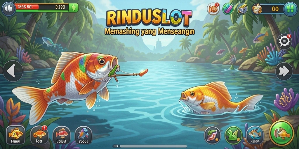 Screenshot gameplay RINDUSLOT menampilkan aksi memancing yang mendebarkan.