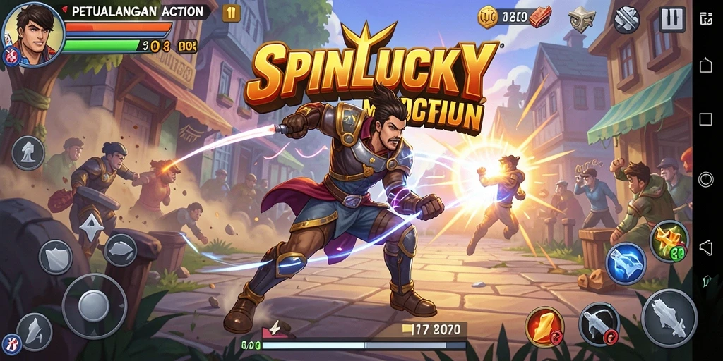 Tampilan gameplay SPINLUCKY yang menegangkan dan mendebarkan.