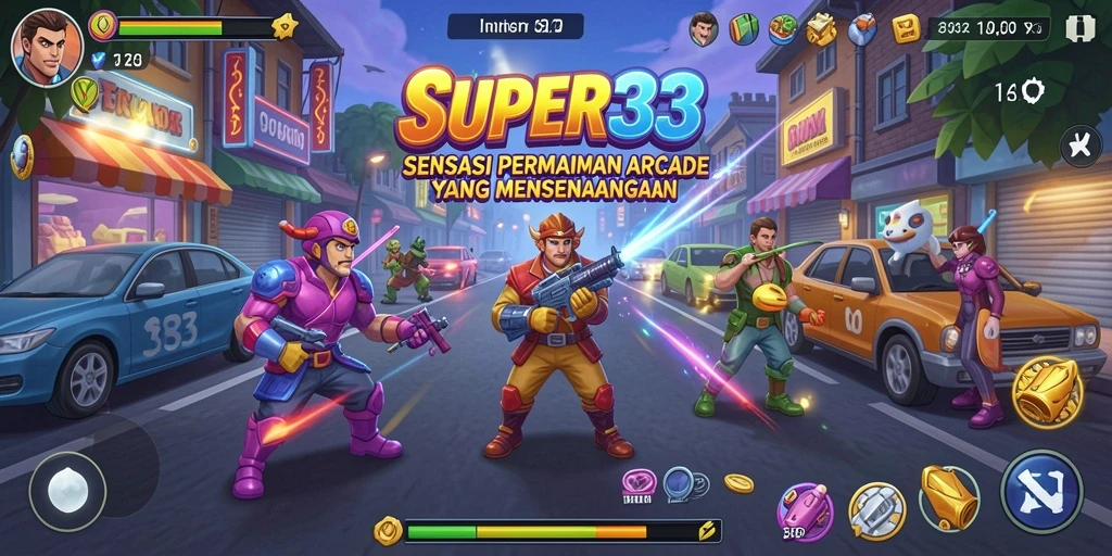 Tampilan gameplay SUPER33 dengan grafik menawan dan tantangan seru.