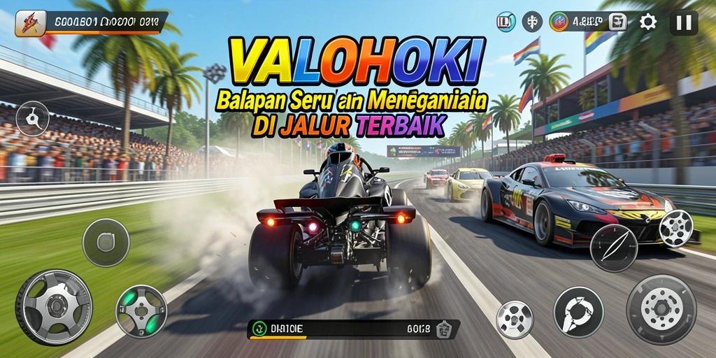 Screenshot gameplay VALOHOKI menampilkan aksi balapan seru.