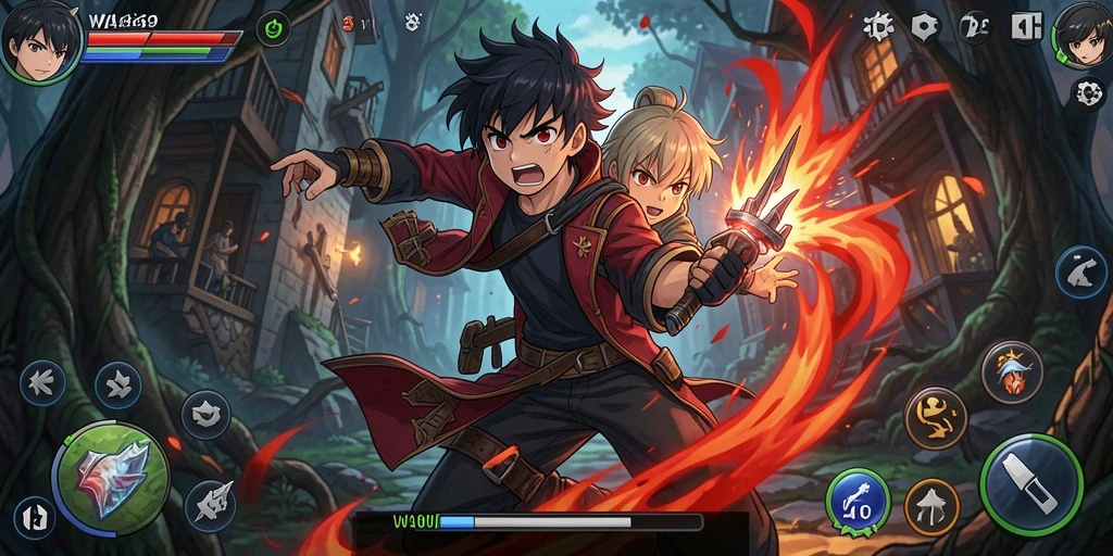 Tampilan gameplay <strong>WA369</strong> dengan karakter anime yang beraksi.